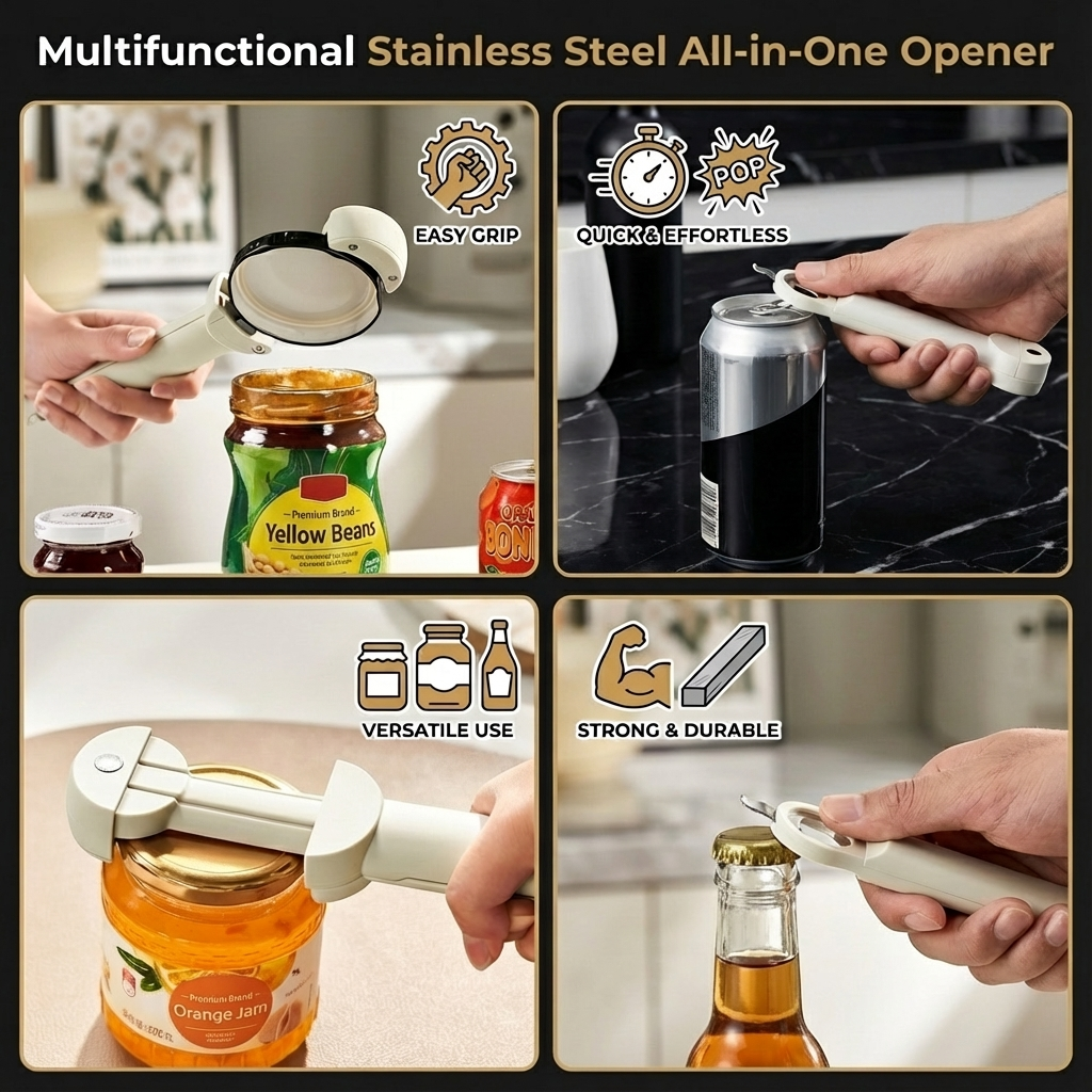 Multifunctional Stainless Steel All-in-One Opener
