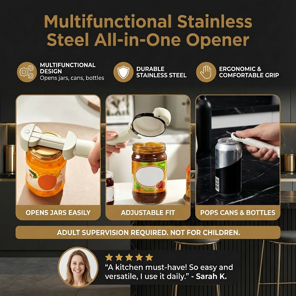 Multifunctional Stainless Steel All-in-One Opener