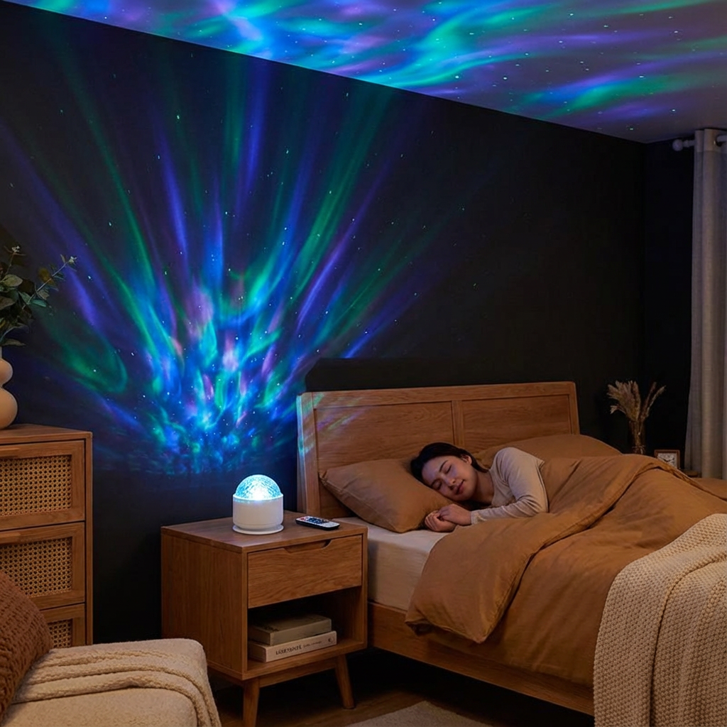 LED Northern Lights Projector Lamp – 16 Colors & Remote Control