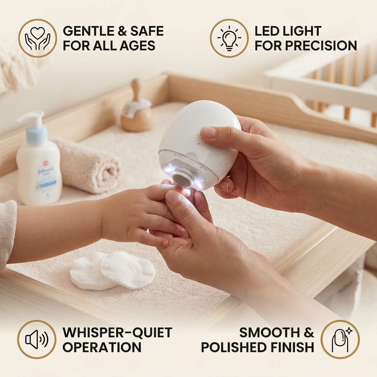 Professional Electric Nail Trimmer with LED Light – Gentle Nail Clipper for the Whole Family