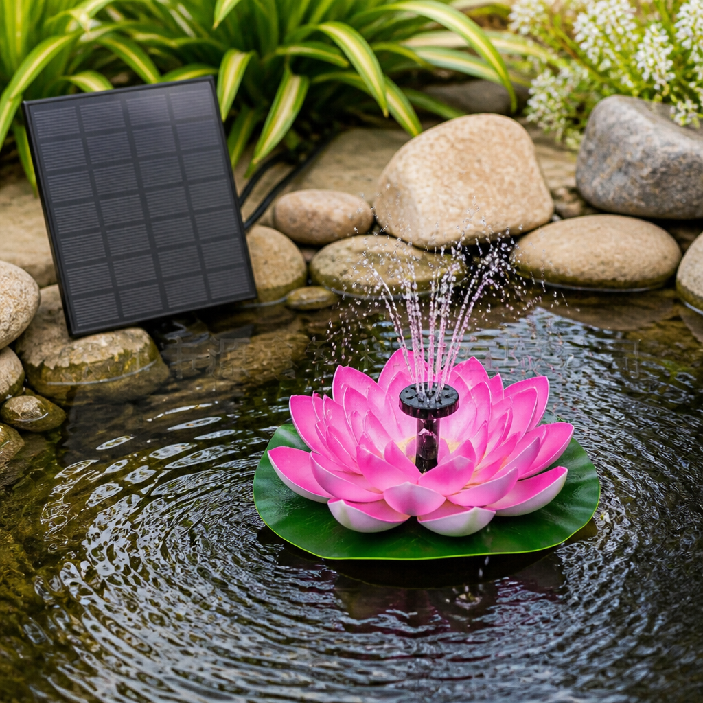 Solar-Powered Lotus Fountain – Floating Garden Fountain for Pool & Pond
