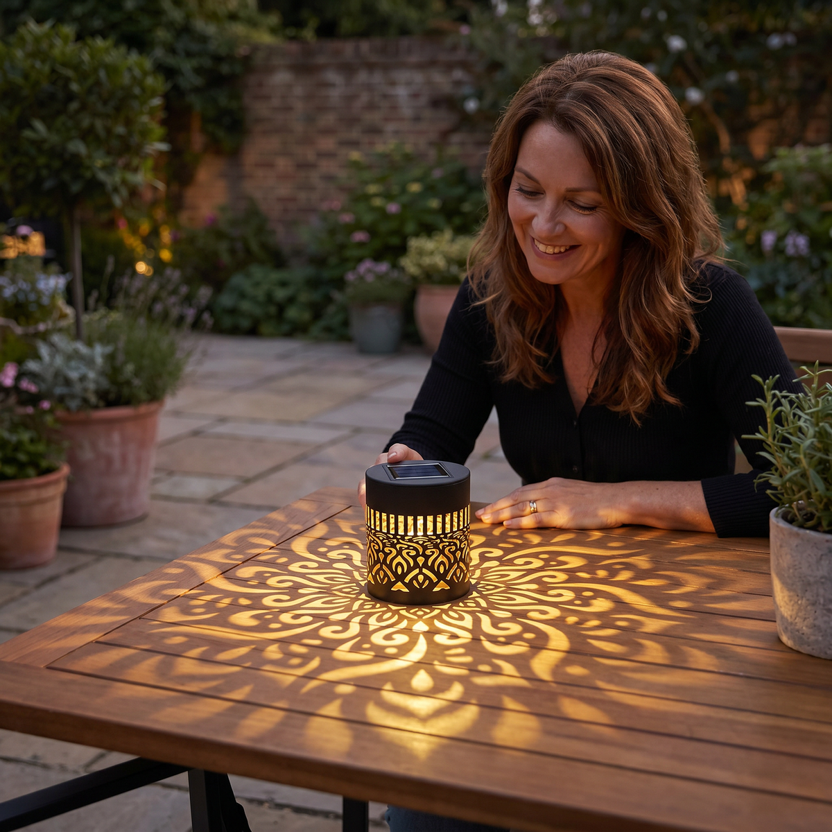 Colorful Solar Mandala Garden Light – Waterproof Outdoor LED Wall Projection Lantern