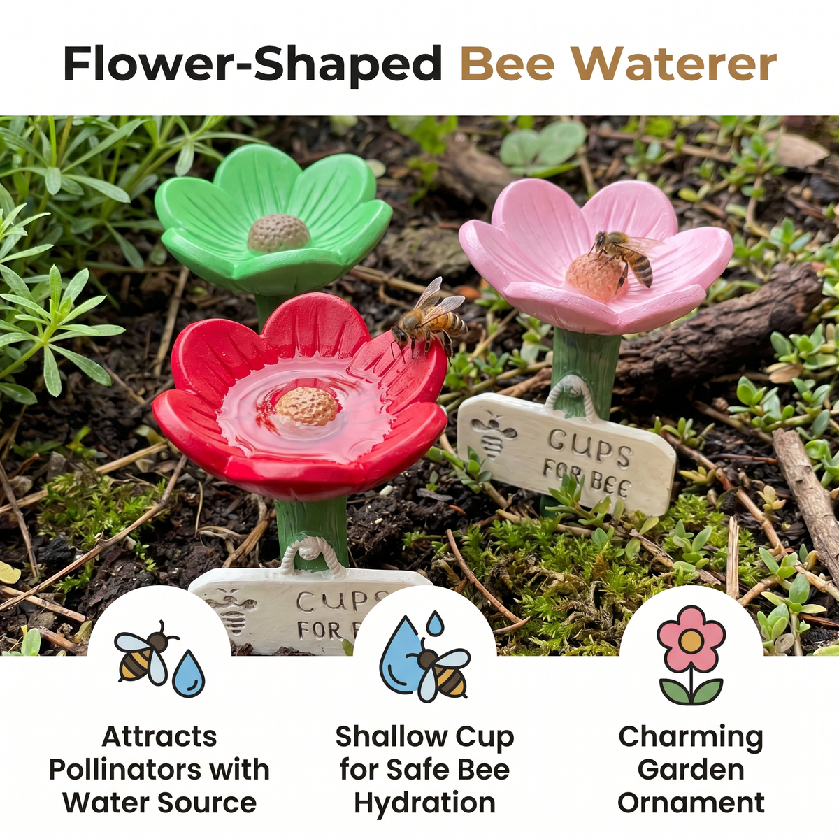 Flower-Shaped Bee Waterer – Colorful Water Dispensers for the Garden