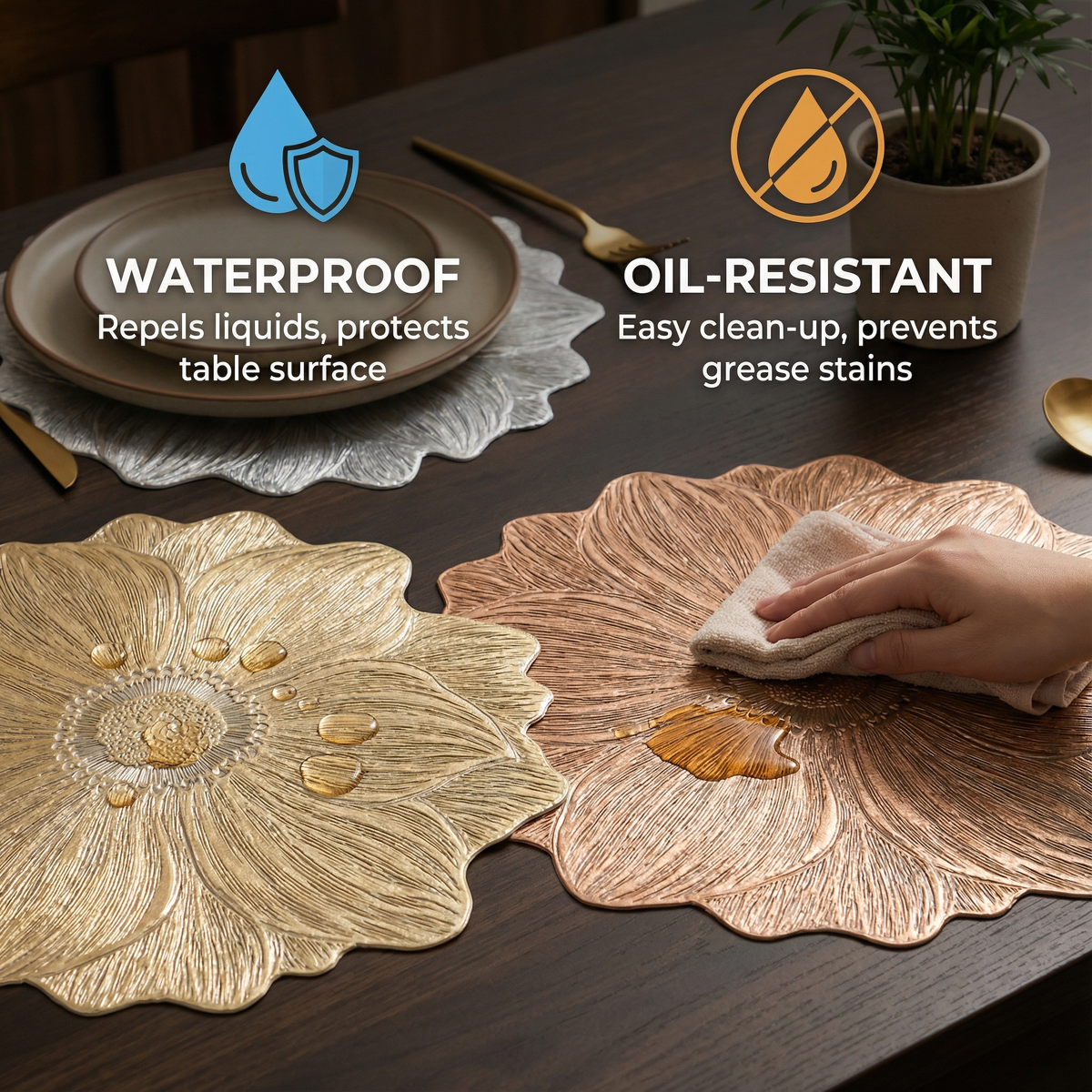 Creative Floral Table Set – Waterproof and Oil-Resistant