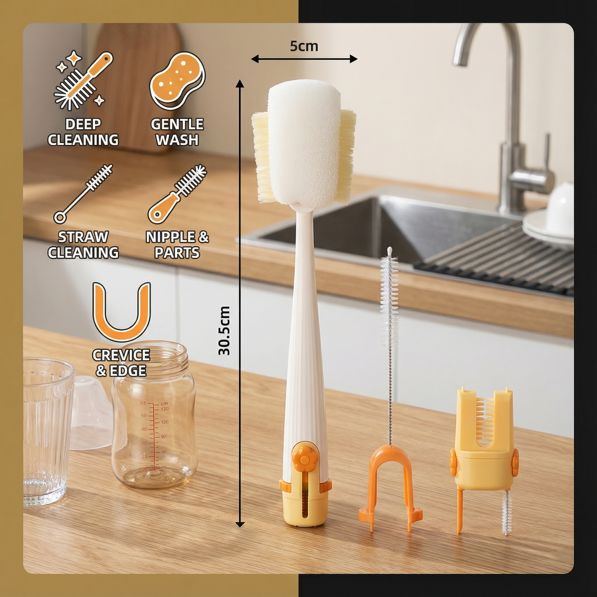 Multi-Functional 5-in-1 Bottle Cleaner