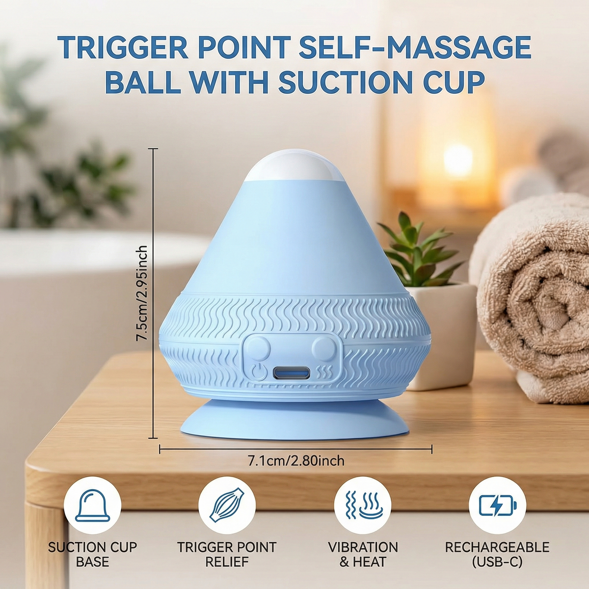 Trigger point self-massage ball with suction cup