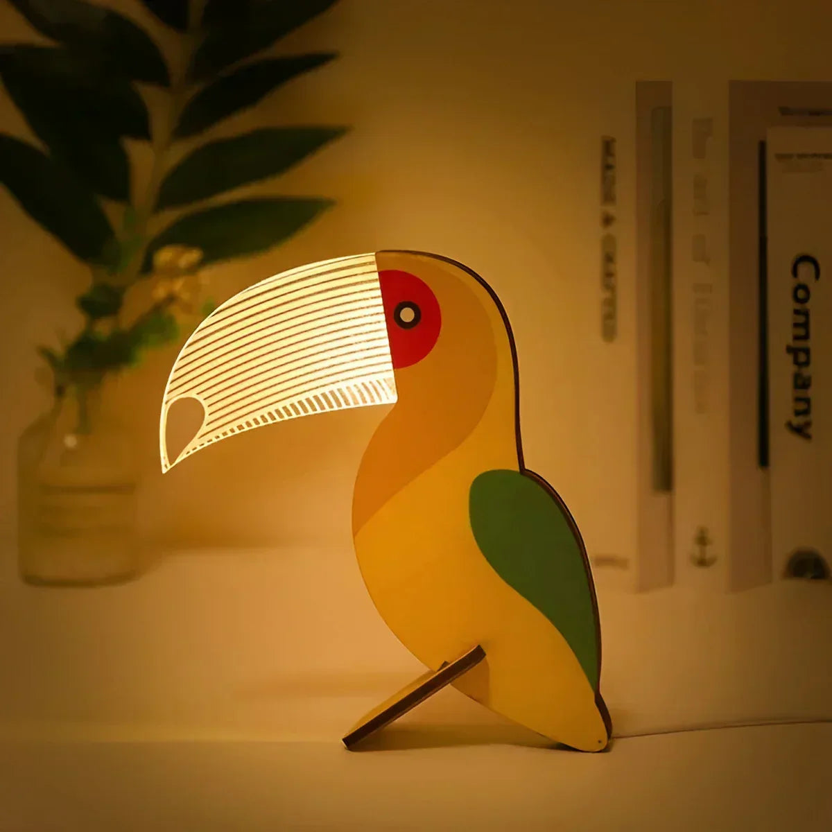 Wooden Animal-Themed LED Table Lamp