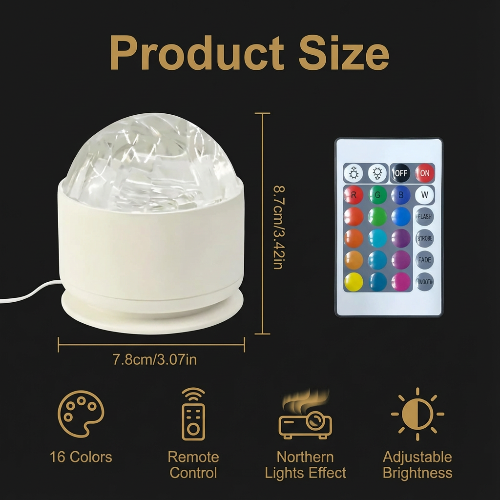 LED Northern Lights Projector Lamp – 16 Colors & Remote Control