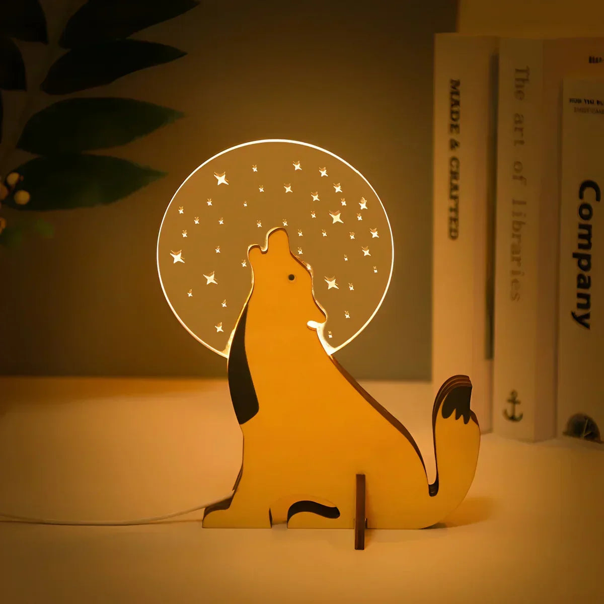 Wooden Animal-Themed LED Table Lamp