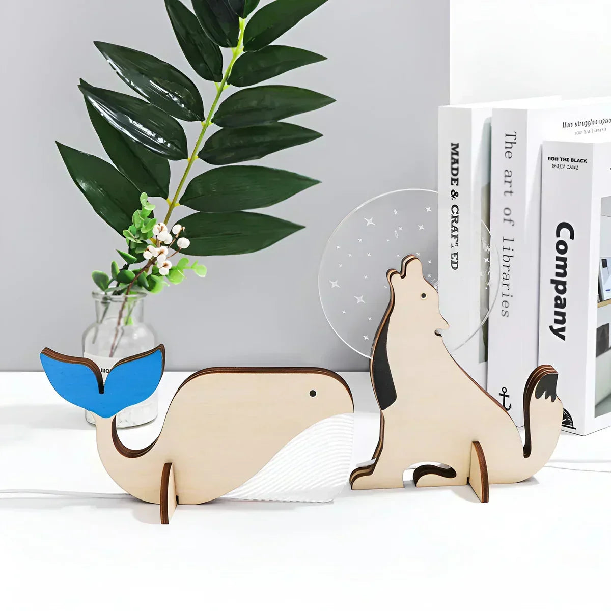 Wooden Animal-Themed LED Table Lamp