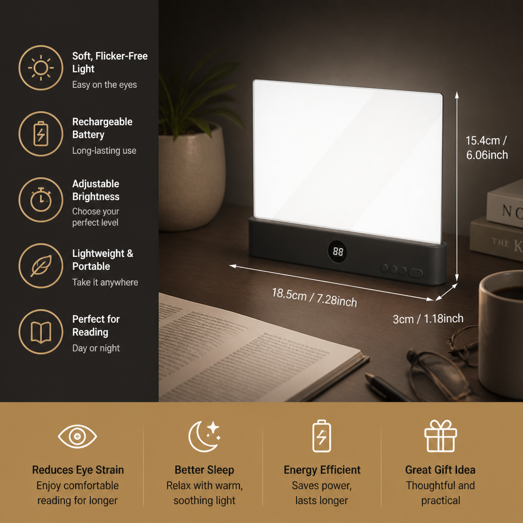 Rechargeable LED Reading Lamp – Portable Book and Night Light for Relaxing and Stress-Free Moments