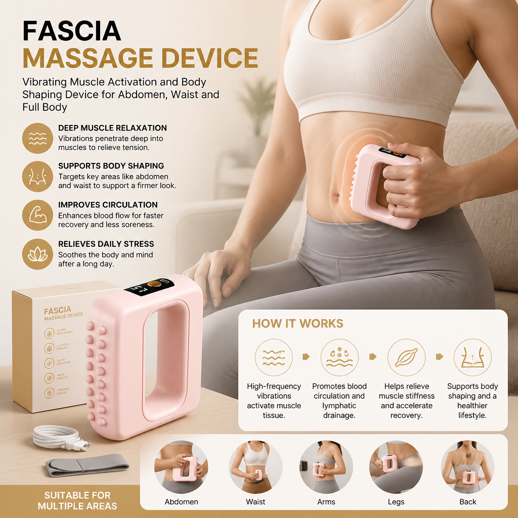 Fascia Massage Device – Vibrating Muscle Activation and Body Shaping Device for Abdomen, Waist and Full Body