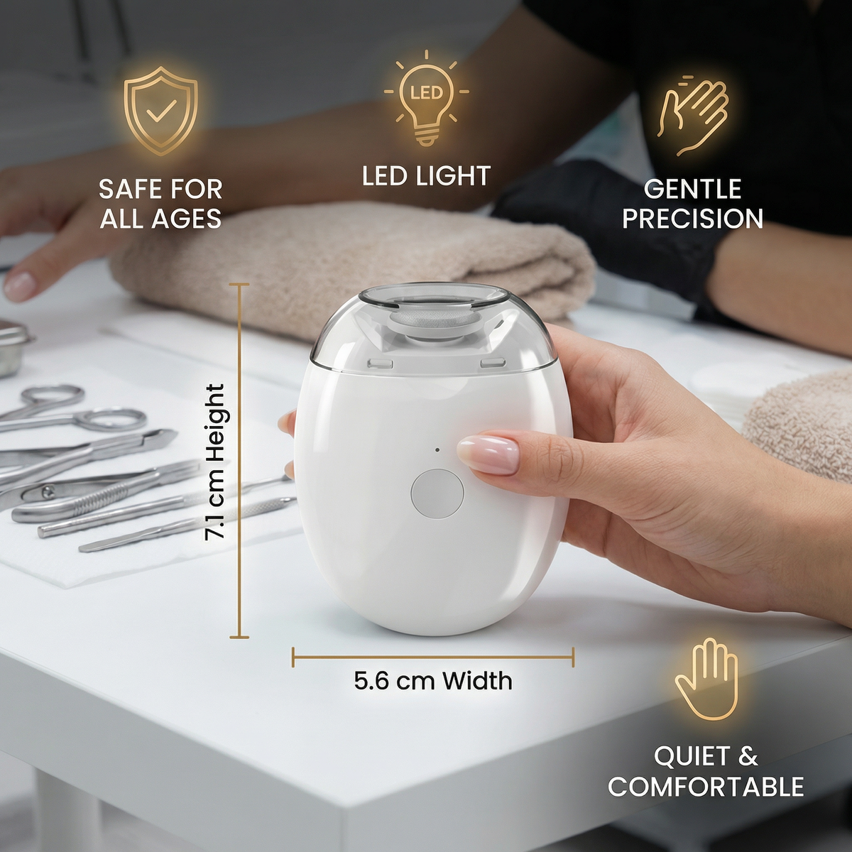 Professional Electric Nail Trimmer with LED Light – Gentle Nail Clipper for the Whole Family