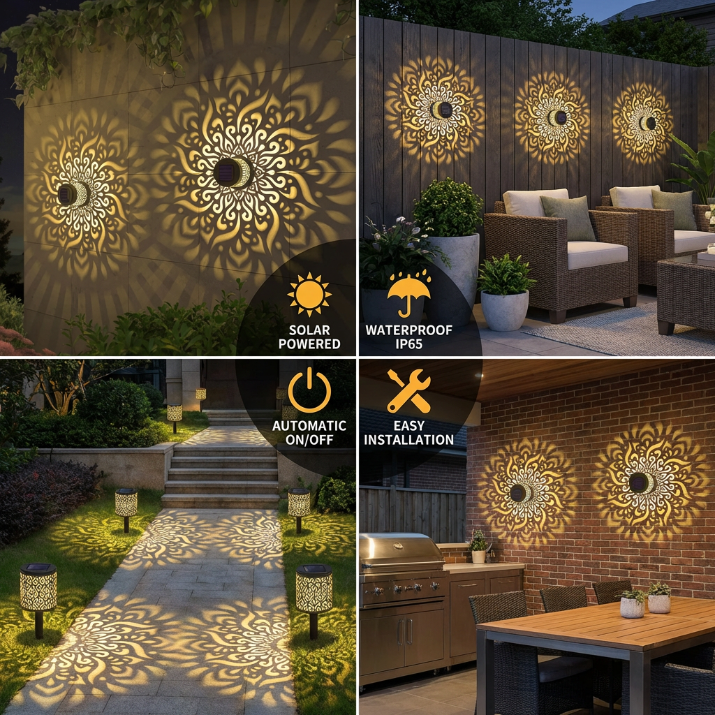 LED Solar Mandala Wall Light – Outdoor Light for Garden, Fence & Patio