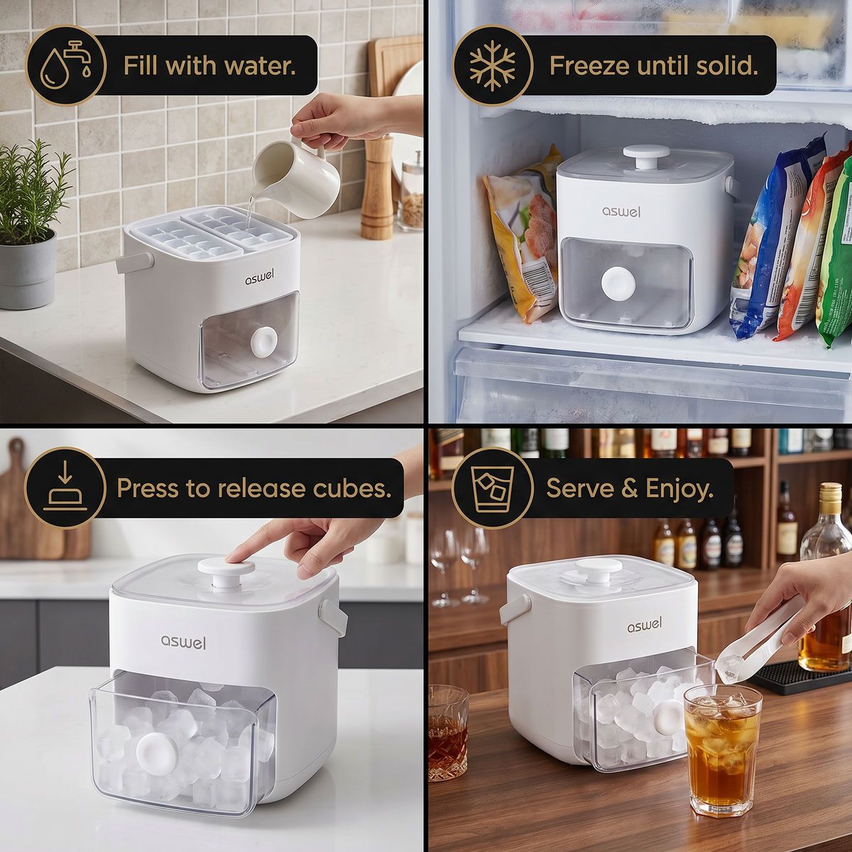 2-in-1 Ice Cube Maker with Storage Box – 48 Ice Cubes, Dual Design