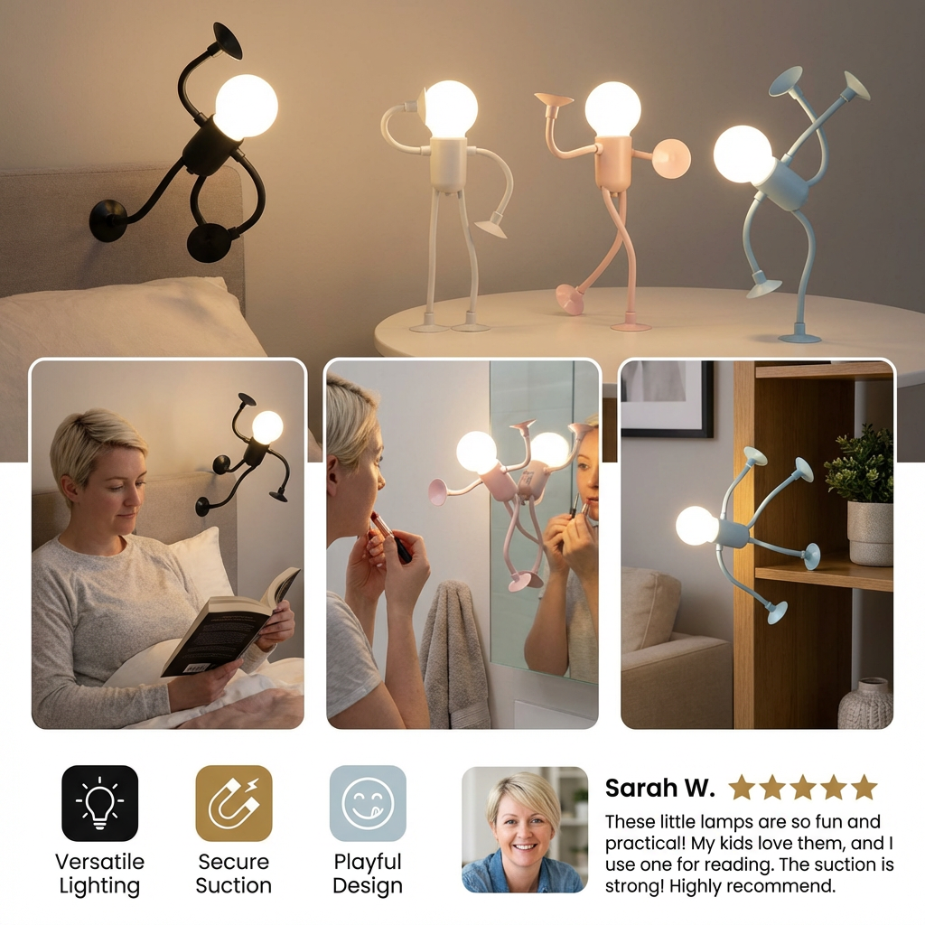 LED Lamp with Suction Cup – Interchangeable and Playful Design for Decoration