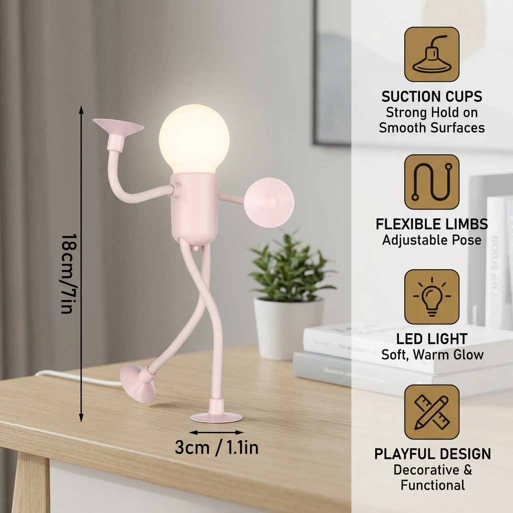 LED Lamp with Suction Cup – Interchangeable and Playful Design for Decoration