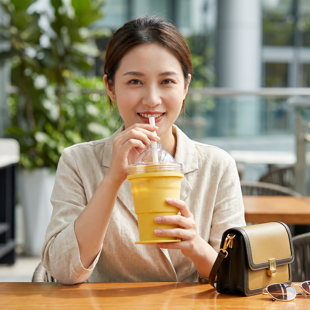 2-in-1 Ice Cube Cup – Foldable, with Straw & Silicone Mold for On-the-Go Use