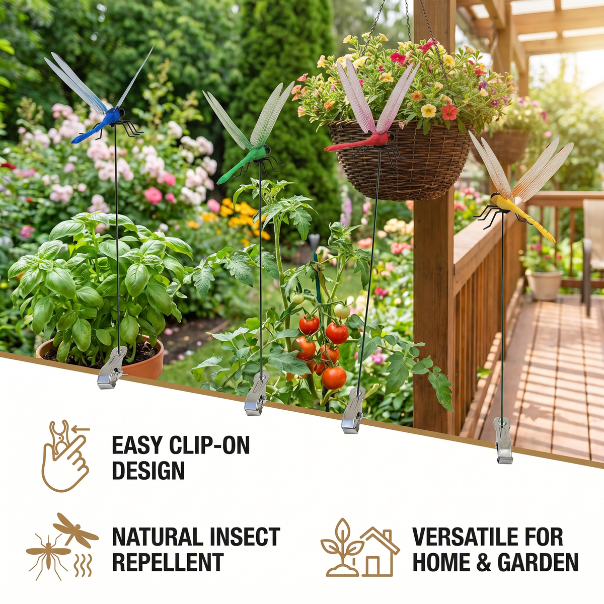 Dragonfly Clips – Realistic Insect Repellent for Home & Garden (4 Pieces)