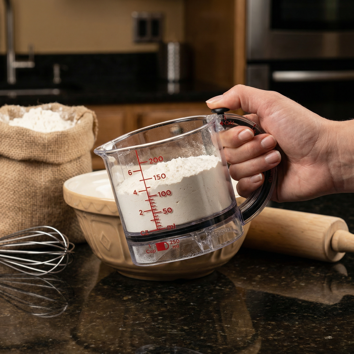 Adjustable Measuring Cup – Multifunctional Kitchen Tool with Scraper and Sealing Base