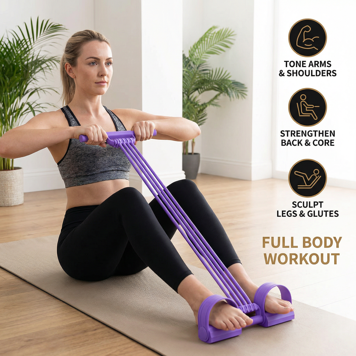 All-In-One Resistance Band with Foot Pedals – For Full Body Workouts
