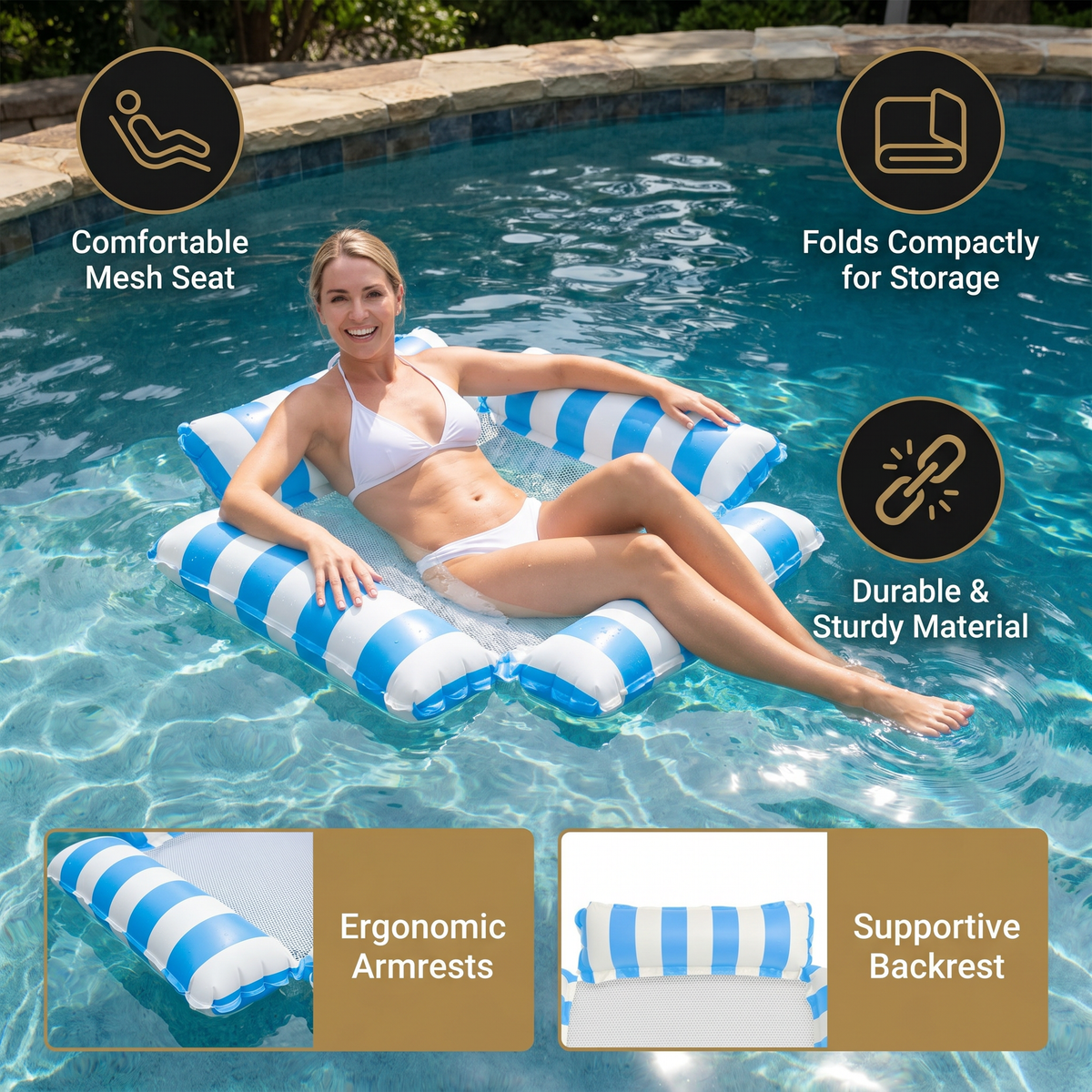 Inflatable Pool Lounger – Floating Relax Chair for Maximum Comfort in the Water