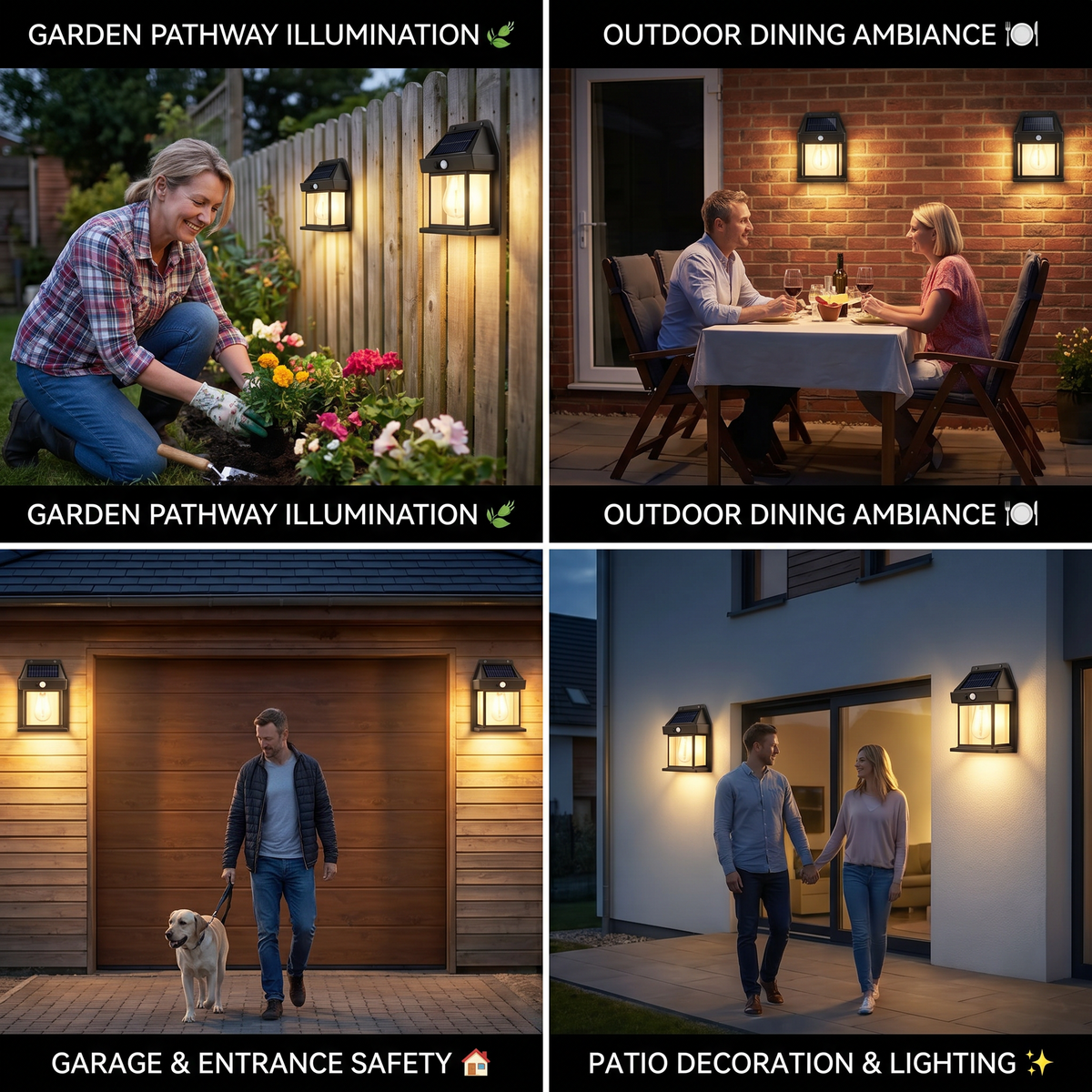 Solar LED Wall Light – Waterproof Outdoor Lamp with Light Sensor for Garden, Yard and Fence (2 pieces)