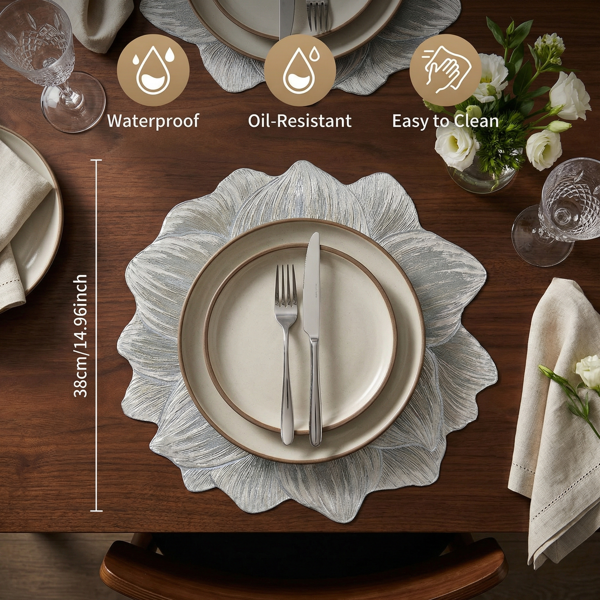 Creative Floral Table Set – Waterproof and Oil-Resistant