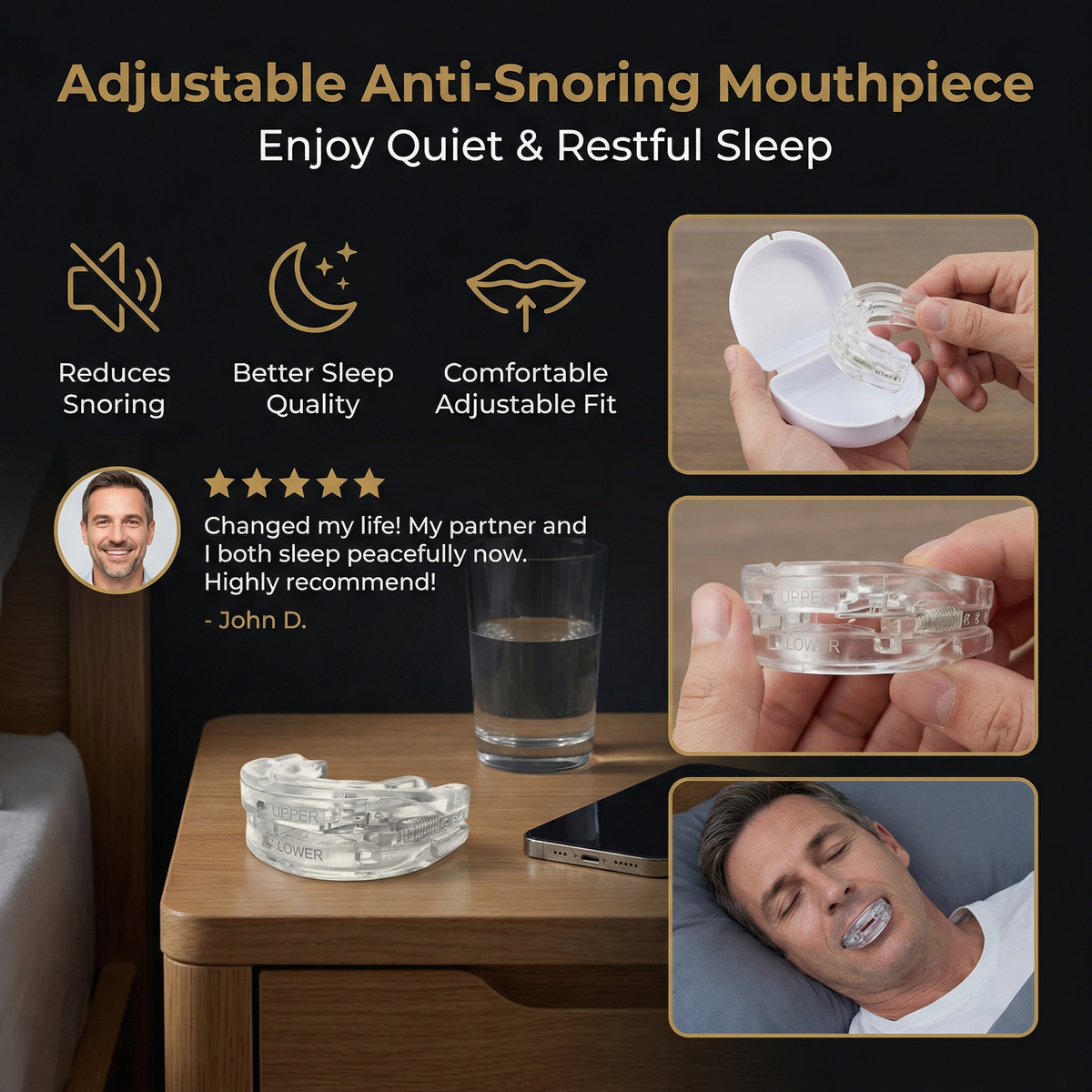 Adjustable Anti-Snoring Mouthpiece | Enjoy Quiet & Restful Sleep