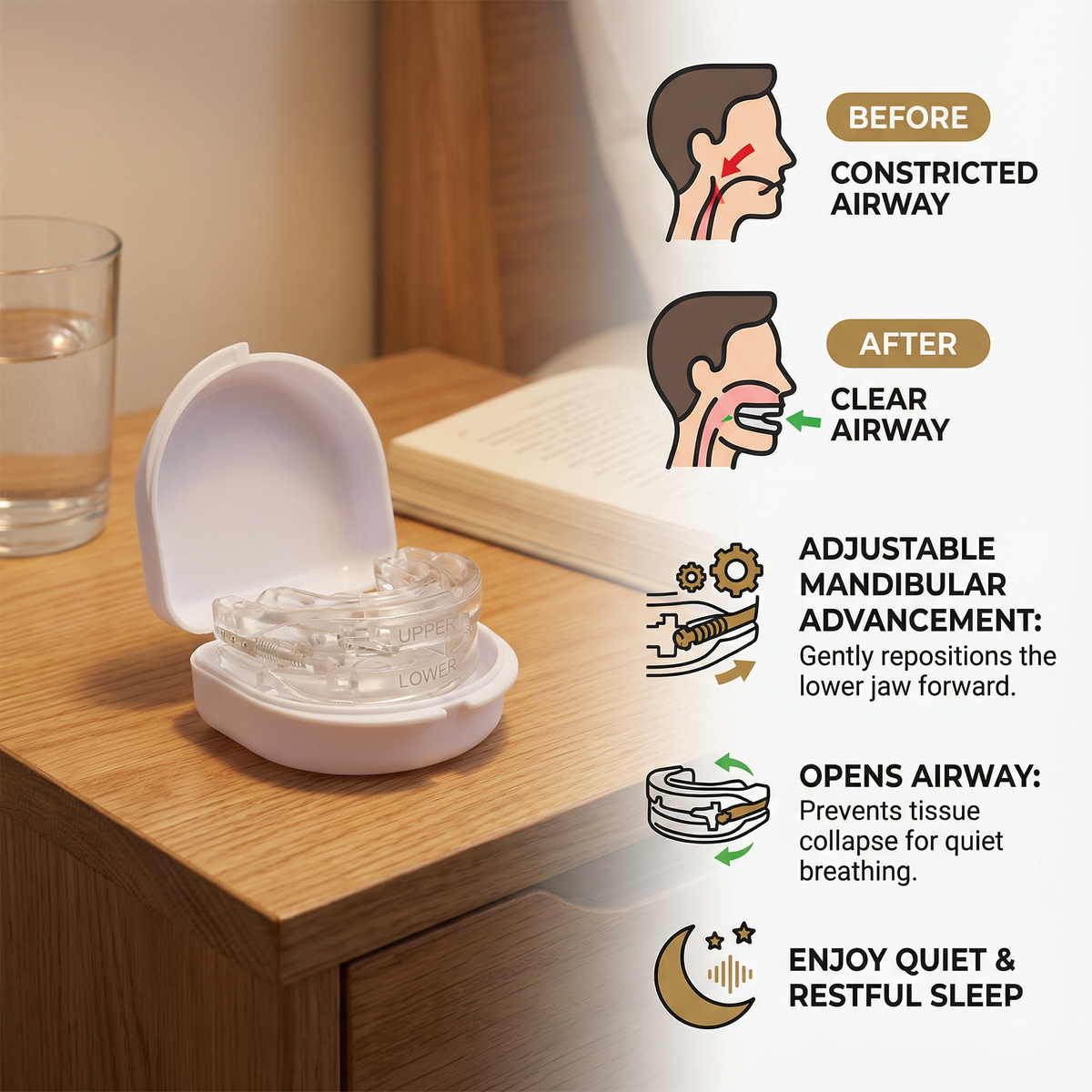Adjustable Anti-Snoring Mouthpiece | Enjoy Quiet & Restful Sleep