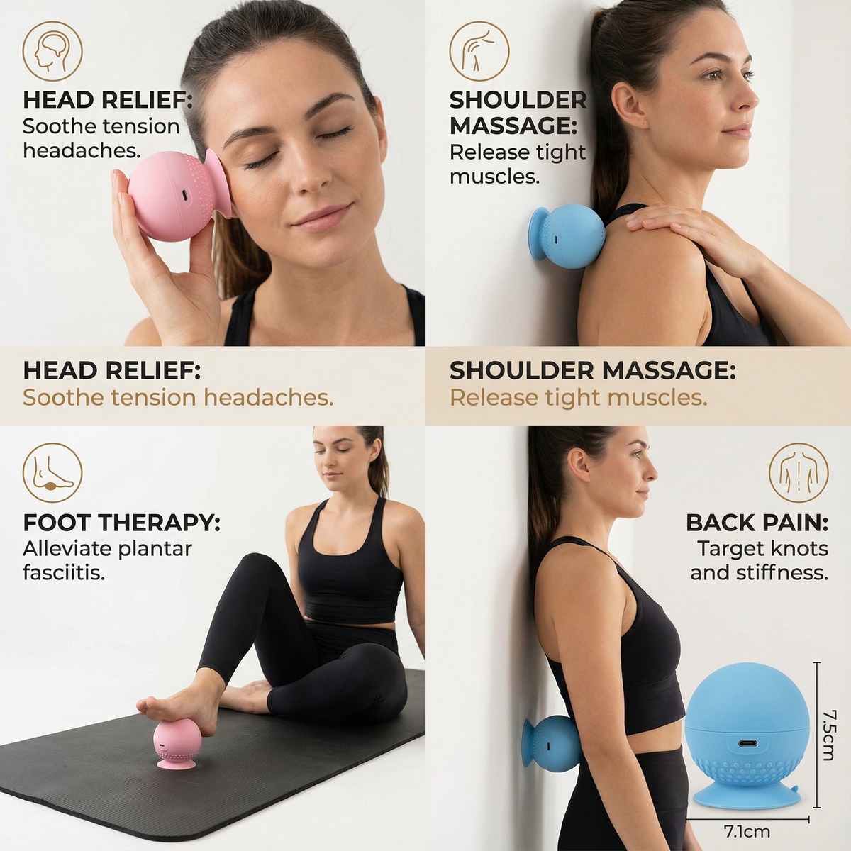 Trigger point self-massage ball with suction cup
